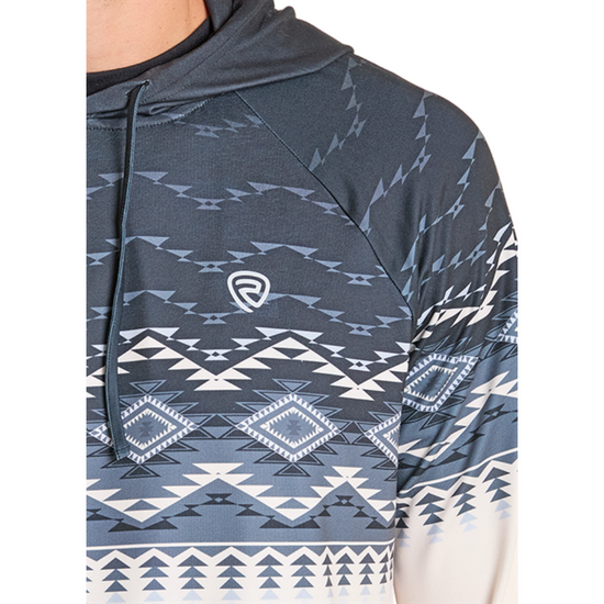 Rock & Roll Men's Cream & Black Aztec Performance Hoodie BM94T07291