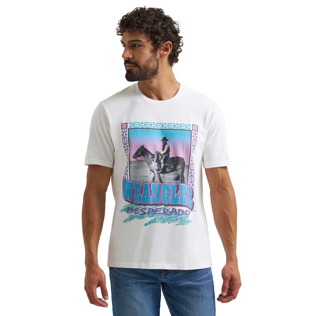 Wrangler Men's Bright White Desperado Graphic T-Shirt 112373737