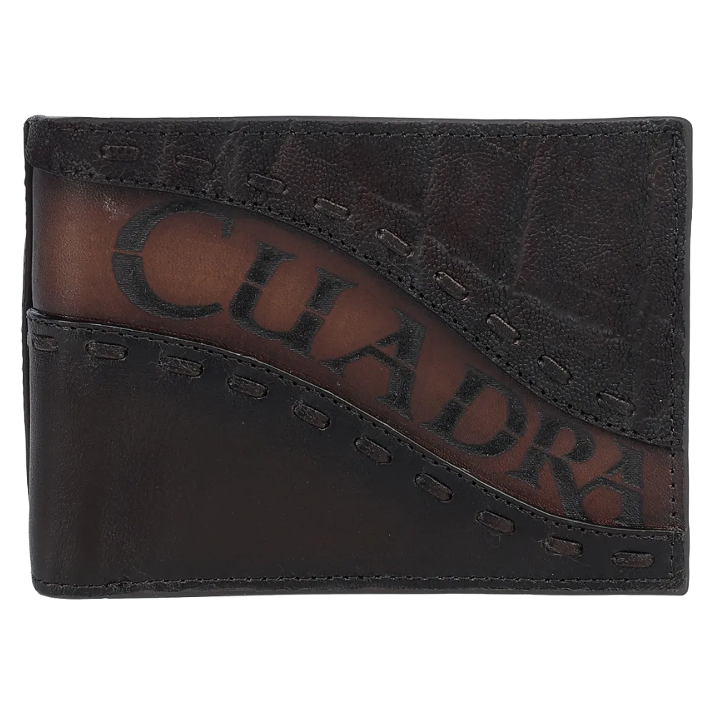 Cuadra Men's Elephant Embroidery & Laser Chocolate Brown Wallet DU615