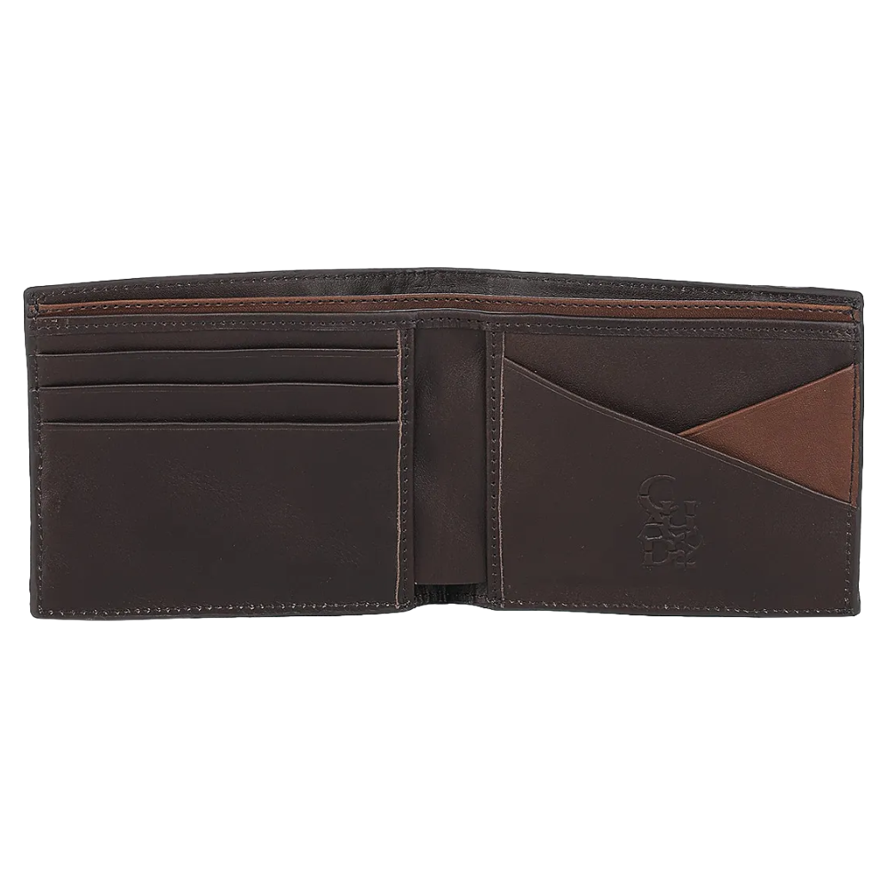 Cuadra Men's Elephant Embroidery & Laser Chocolate Brown Wallet DU615