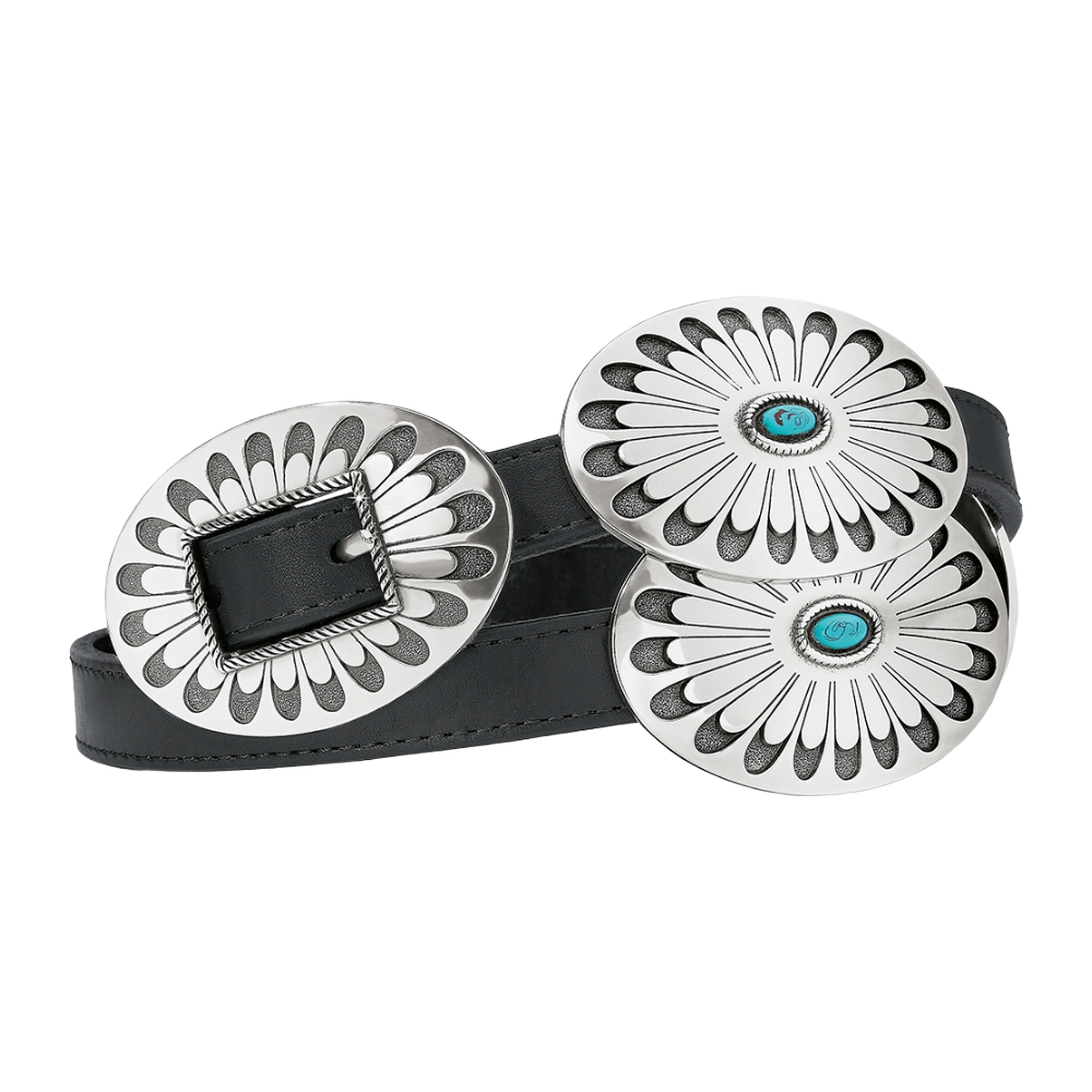 Brighton Ladies Blackbird Concho Black & Silver Belt B60453