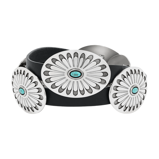 Brighton Ladies Blackbird Concho Black & Silver Belt B60453