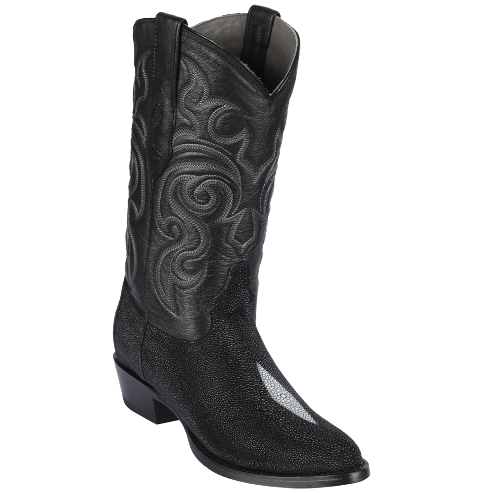 Los Altos Men's Stingray Leather Single Stone Black Western Boot 651205