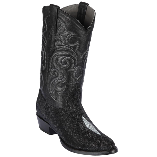 Los Altos Men's Stingray Leather Single Stone Black Western Boot 651205