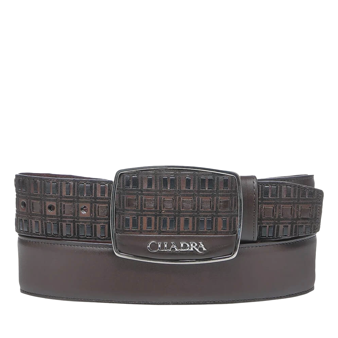 Cuadra Men's Embroidery Black Western Leather Belt BC401