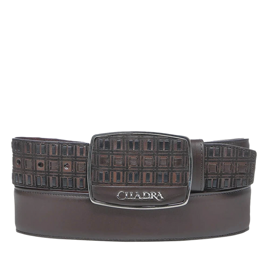 Cuadra Men's Embroidery Black Western Leather Belt BC401