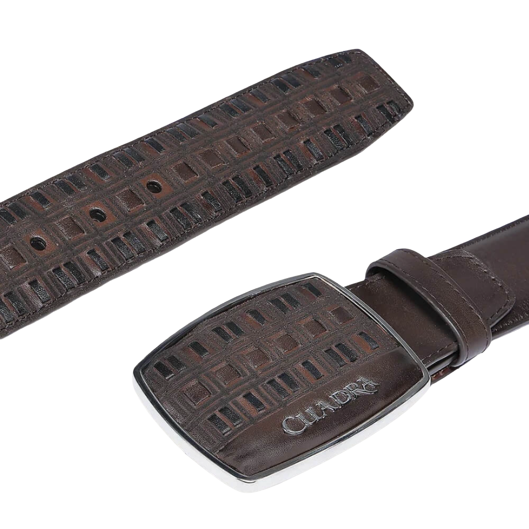 Cuadra Men's Embroidery Black Western Leather Belt BC401