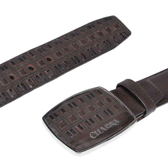 Cuadra Men's Embroidery Black Western Leather Belt BC401