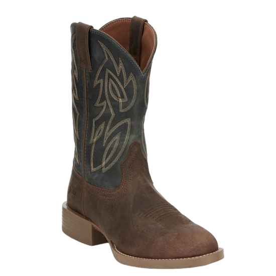 Justin Men's Rendon Steel Blue Water Buffalo Western Boots SE7533