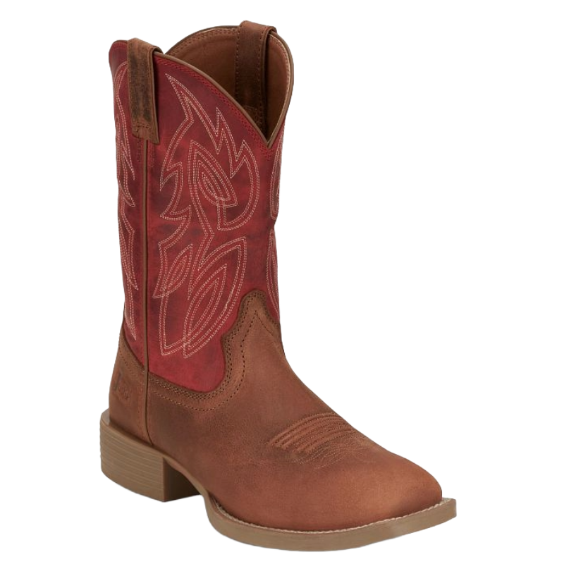 Justin Men's Canter Fiery Red Water Buffalo Western Boots SE7514