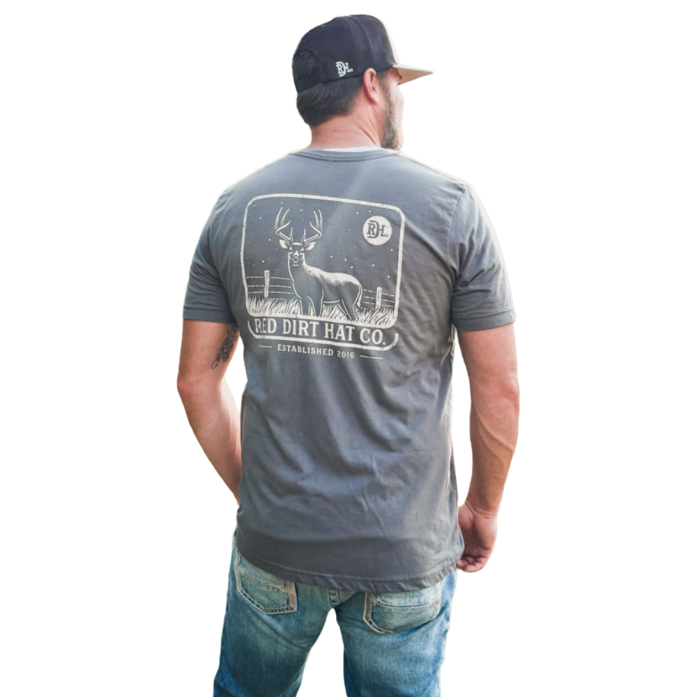 Red Dirt Men's Big Buck Graphic Asphalt Grey T-Shirt RDHC-T-180