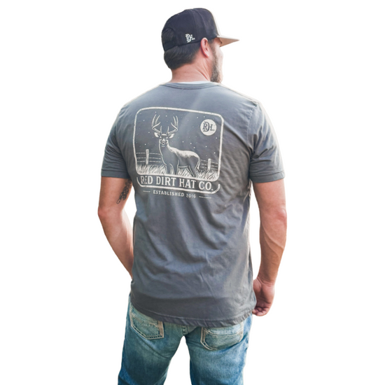 Red Dirt Men's Big Buck Graphic Asphalt Grey T-Shirt RDHC-T-180