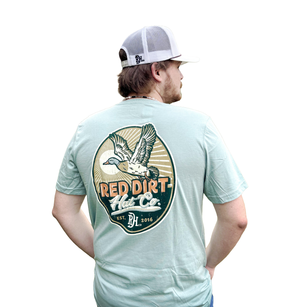 Red Dirt Men's Big Duck Energy Graphic Dusty Blue Heather T-Shirt RDHC-T-182