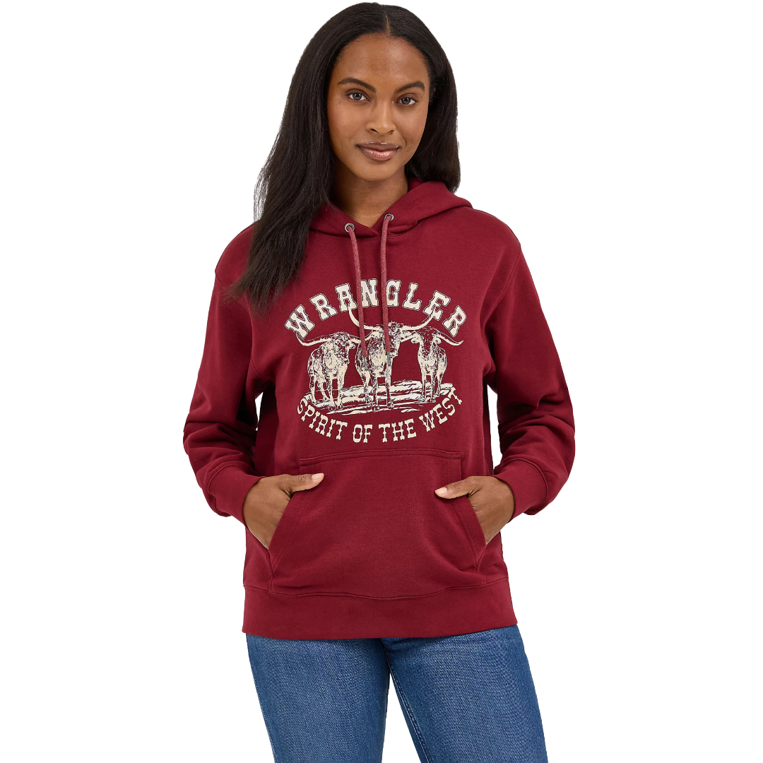 Wrangler Ladies Retro® Steerhead Cabernet Red Hoodie 112368909