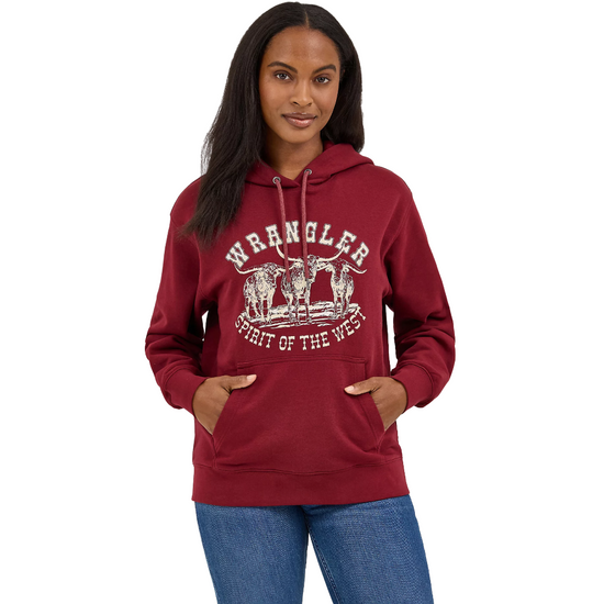 Wrangler Ladies Retro® Steerhead Cabernet Red Hoodie 112368909