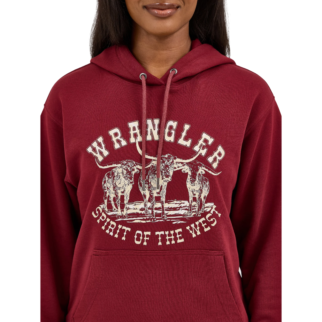 Wrangler Ladies Retro® Steerhead Cabernet Red Hoodie 112368909