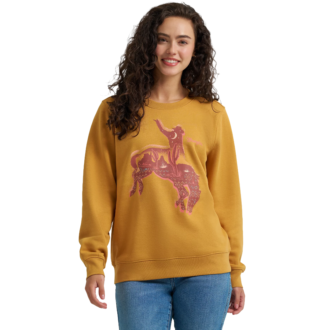 Wrangler Ladies Retro® Bronc Spruce Yellow Crew Sweatshirt 112368910