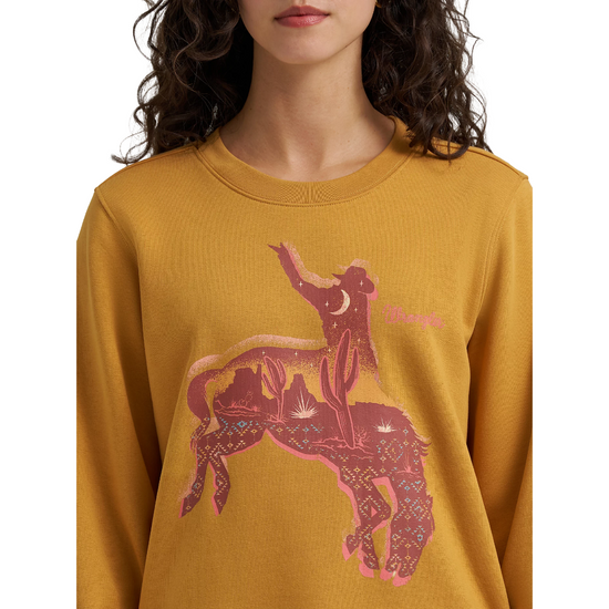 Wrangler Ladies Retro® Bronc Spruce Yellow Crew Sweatshirt 112368910
