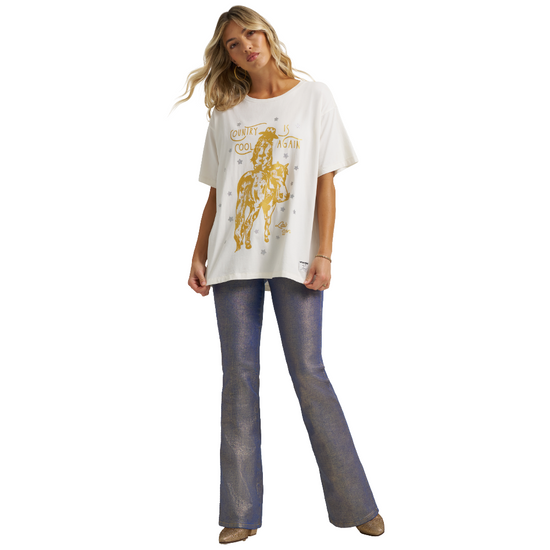 Wrangler X Lainey Wilson Ladies Country Cool White T-Shirt 112373697