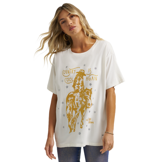 Wrangler X Lainey Wilson Ladies Country Cool White T-Shirt 112373697