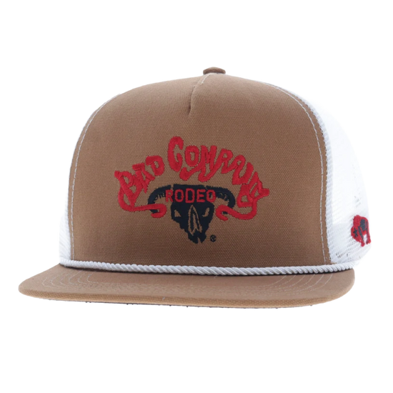 Hooey Bad Company Tan & White 5 Panel Trucker Hat BC004T-TNWH