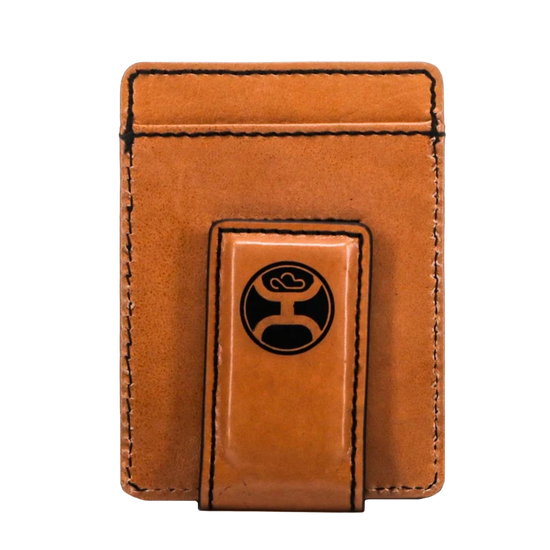 Hooey "Anhalt" Logo Hand Tooled Leather Floral Money Clip HMC009-TN