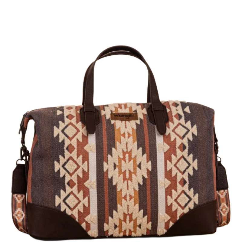 Wrangler Ladies Sherpa Aztec Canvas Coffee Duffle Bag WG275-5110CF