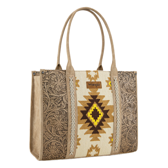 Wrangler Ladies Tooled Aztec Concealed Carry Tan Tote WG226G-8119TN