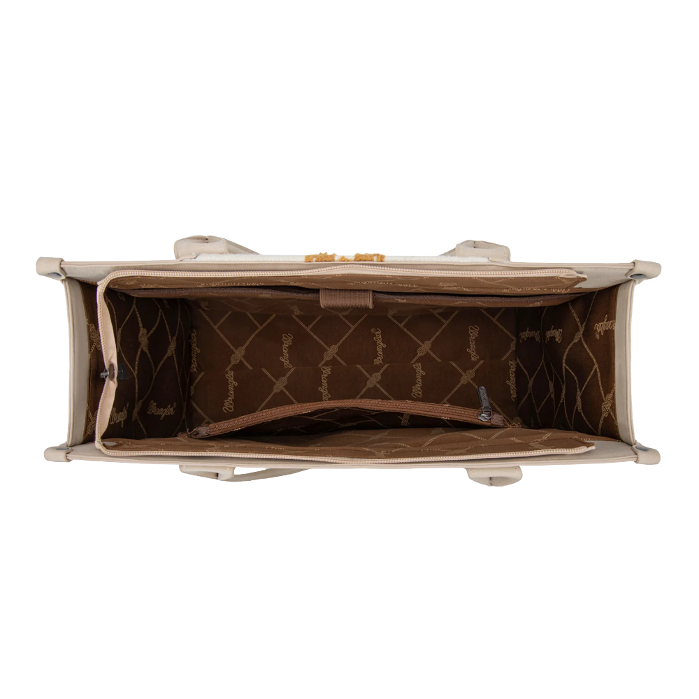 Wrangler Ladies Tooled Aztec Pattern Concealed Carry Beige Large Tote WG226G-8119BG