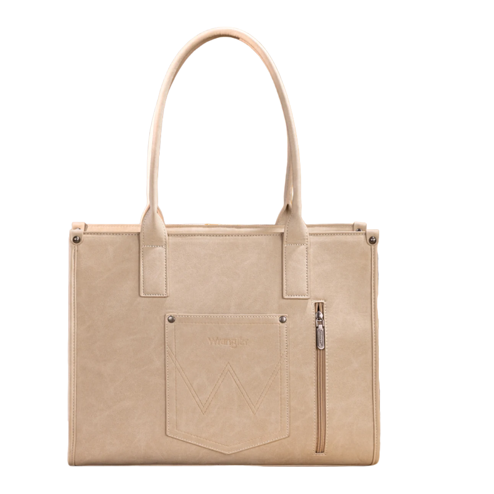 Wrangler Ladies Tooled Aztec Pattern Concealed Carry Beige Large Tote WG226G-8119BG