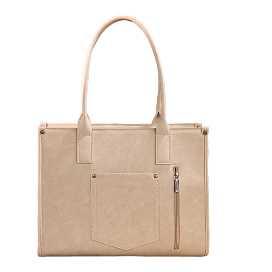 Wrangler Ladies Tooled Aztec Pattern Concealed Carry Beige Large Tote WG226G-8119BG