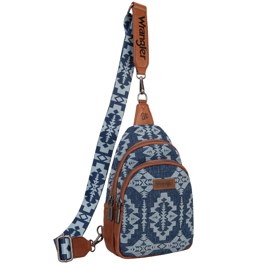 Wrangler Ladies Southwestern Print Small Canvas Jean Crossbody Bag WG2212-226JN