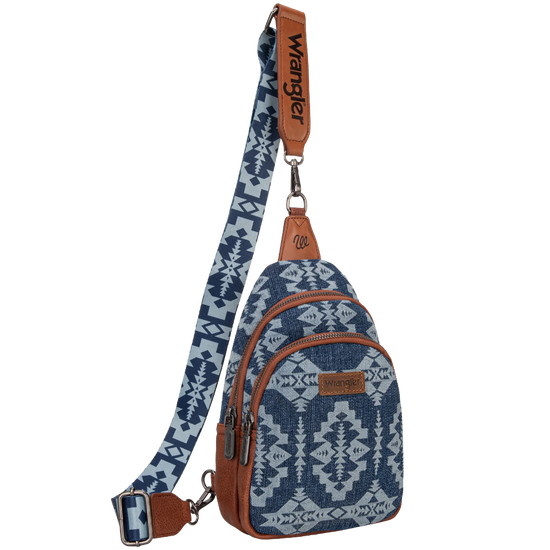 Wrangler Ladies Southwestern Print Small Canvas Jean Crossbody Bag WG2212-226JN