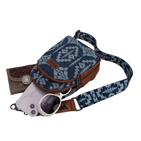 Wrangler Ladies Southwestern Print Small Canvas Jean Crossbody Bag WG2212-226JN