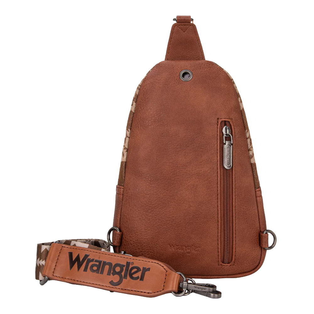 Wrangler Ladies Southwestern Print Small Canvas Brown Crossbody Bag WG2212-226BR