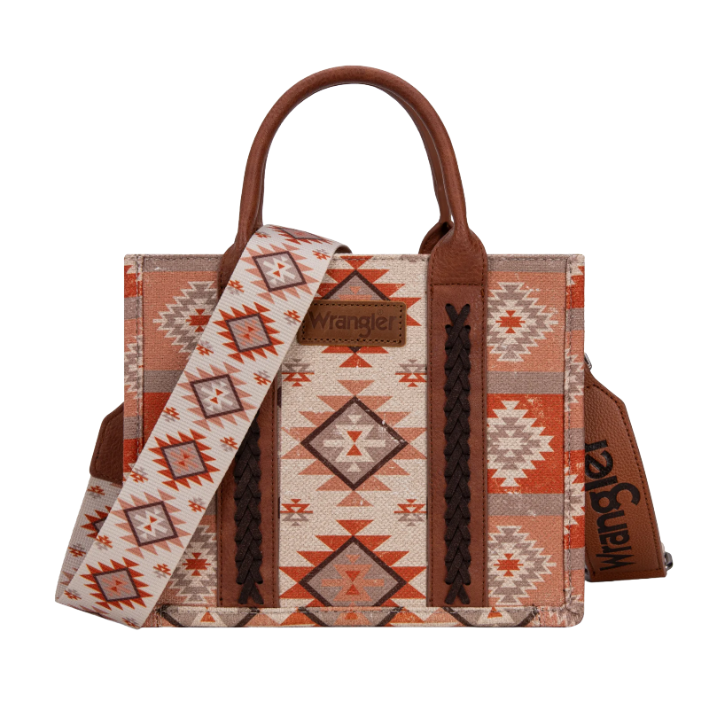 Wrangler Ladies Aztec Dual Sided Tan Crossbody Tote Bag WG2209-8120STN