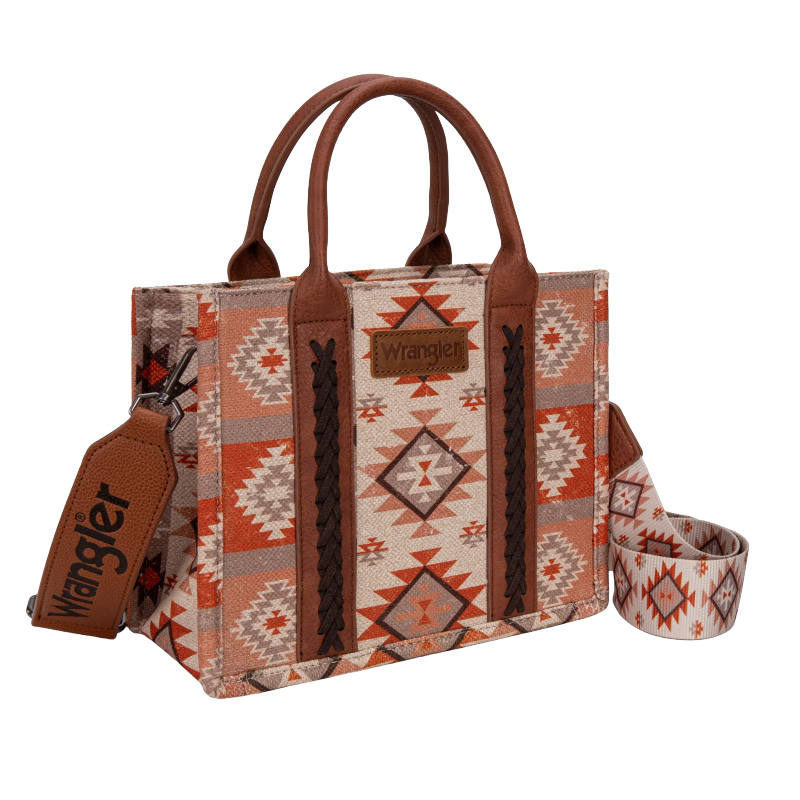 Wrangler Ladies Aztec Dual Sided Tan Crossbody Tote Bag WG2209-8120STN