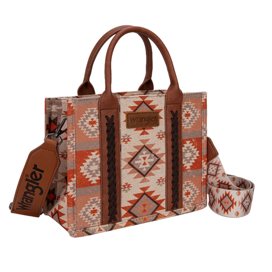 Wrangler Ladies Aztec Dual Sided Tan Crossbody Tote Bag WG2209-8120STN