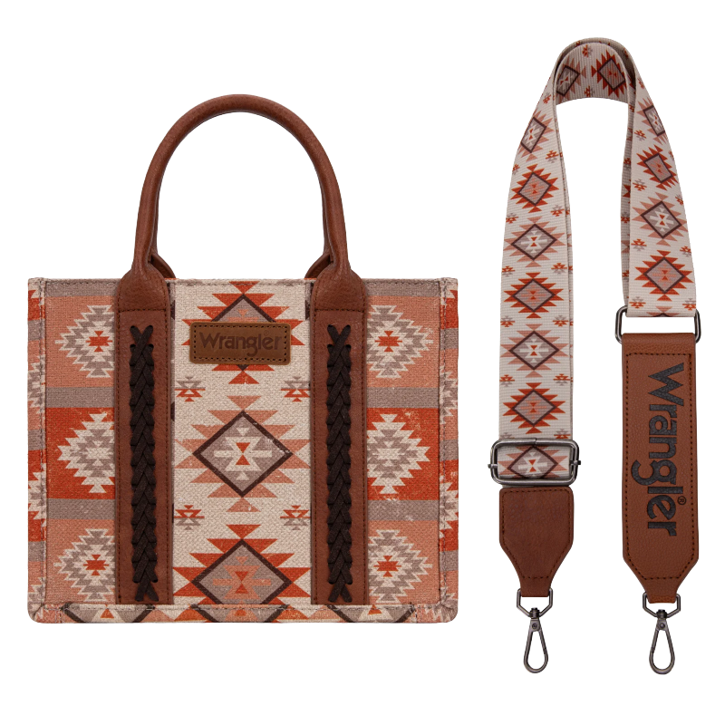 Wrangler Ladies Aztec Dual Sided Tan Crossbody Tote Bag WG2209-8120STN