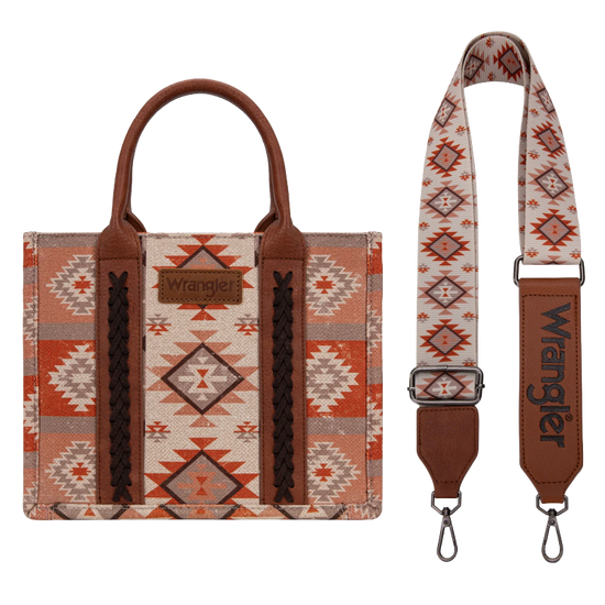 Wrangler Ladies Aztec Dual Sided Tan Crossbody Tote Bag WG2209-8120STN