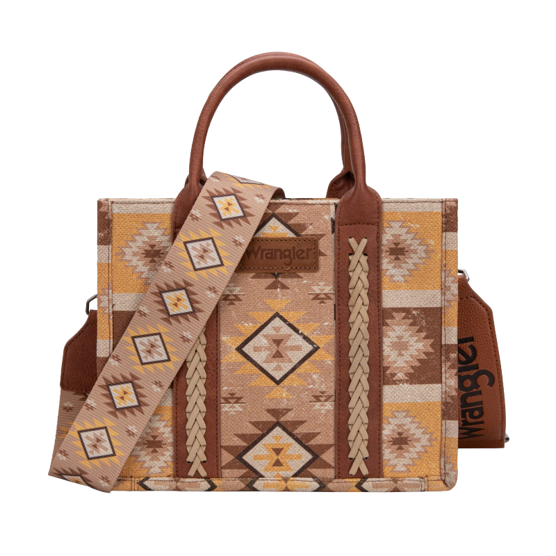 Wrangler Ladies Aztec Dual Sided Light Brown Crossbody Tote Bag WG2209-8120SLBR
