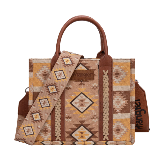 Wrangler Ladies Aztec Dual Sided Light Brown Crossbody Tote Bag WG2209-8120SLBR