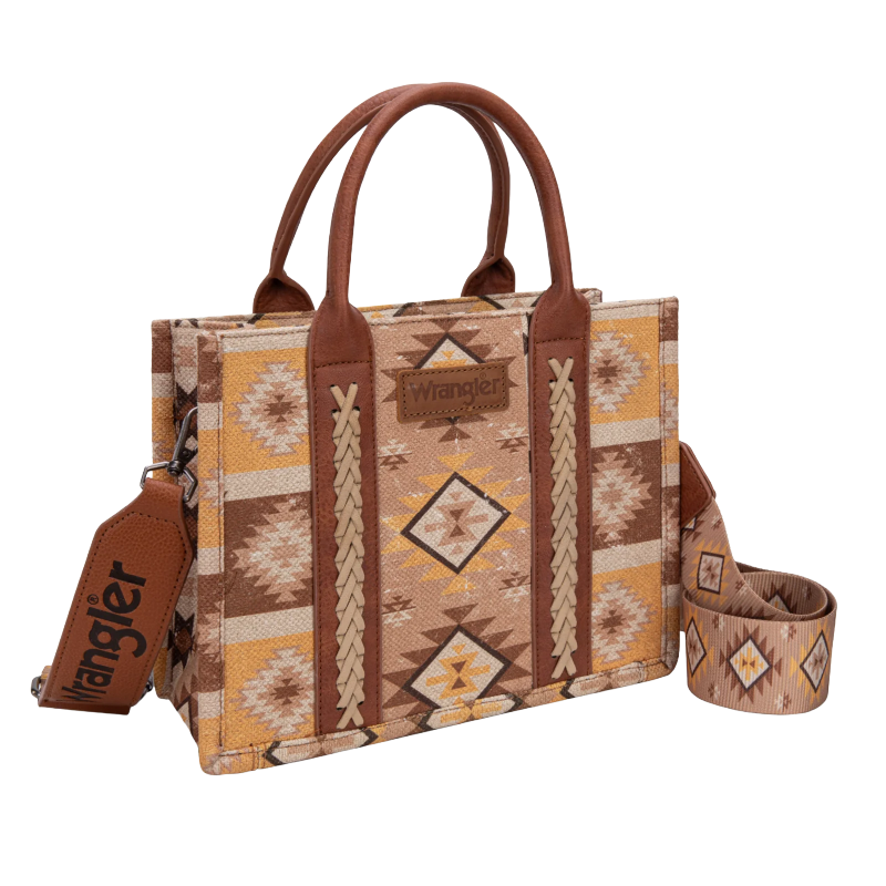 Wrangler Ladies Aztec Dual Sided Light Brown Crossbody Tote Bag WG2209-8120SLBR