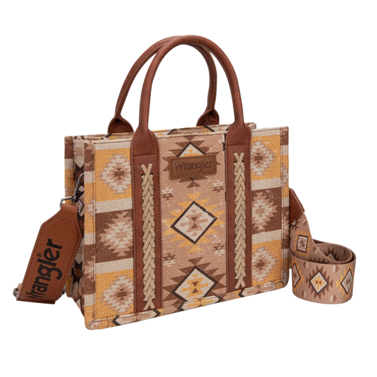 Wrangler Ladies Aztec Dual Sided Light Brown Crossbody Tote Bag WG2209-8120SLBR