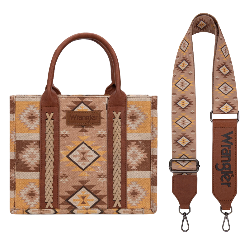 Wrangler Ladies Aztec Dual Sided Light Brown Crossbody Tote Bag WG2209-8120SLBR