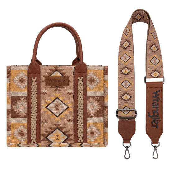 Wrangler Ladies Aztec Dual Sided Light Brown Crossbody Tote Bag WG2209-8120SLBR
