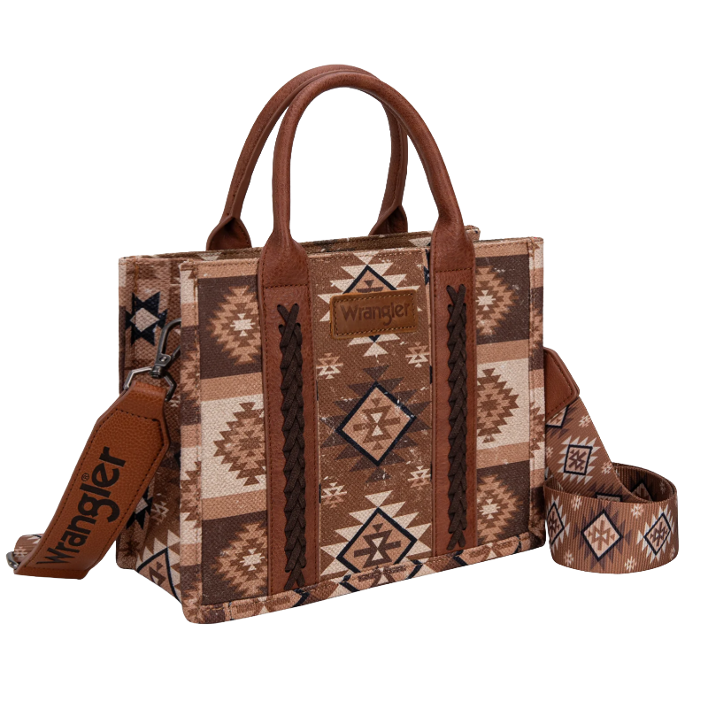 Wrangler Ladies Aztec Dual Sided Brown Crossbody Tote Bag WG2209-8120SBR