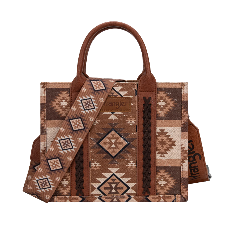 Wrangler Ladies Aztec Dual Sided Brown Crossbody Tote Bag WG2209-8120SBR