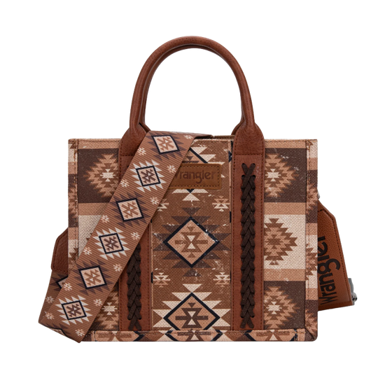 Wrangler Ladies Aztec Dual Sided Brown Crossbody Tote Bag WG2209-8120SBR