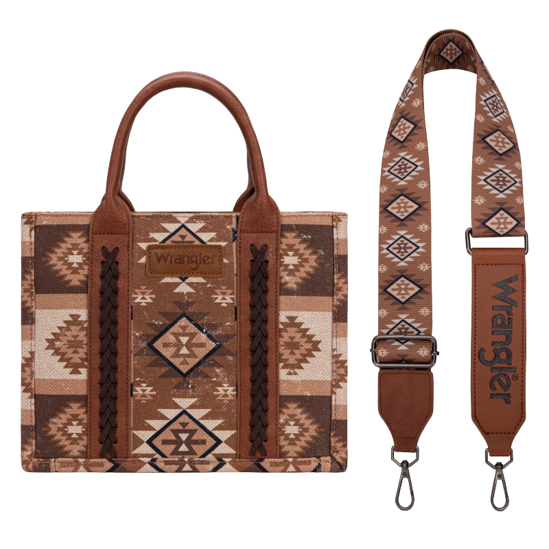 Wrangler Ladies Aztec Dual Sided Brown Crossbody Tote Bag WG2209-8120SBR